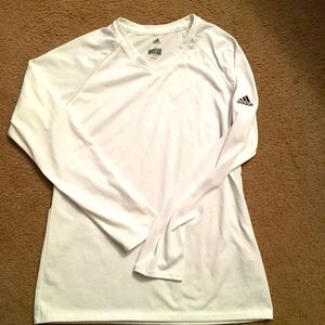 White Adidas Long Sleeve Climalite